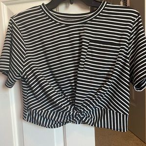 Black and white stripped cropped top